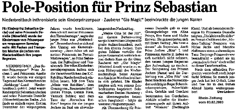 Zeitungsartikel in lesbarer Gre