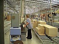 Schon ziemliche Knochenarbeit, diese Bretter in die Maschine zu schieben.